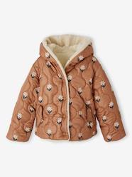 Reversible Padded Jacket with Hood, in Sherpa or Quilted, for Girls