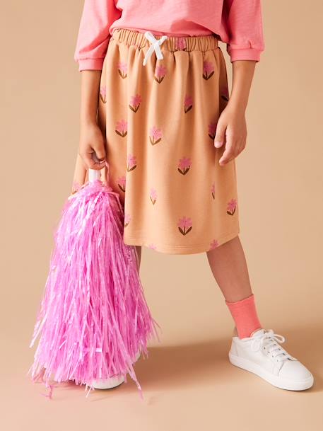 Floral Midi Skirt in Fleece, for Girls peach 