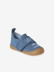 Shoes-Boys Footwear-Denim Indoor Shoes with Hook-and-Loop Strap, for Babies
