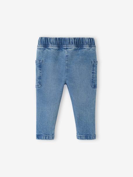 Denim Trousers with Elasticated Waistband for Babies Dark Blue+double stone 