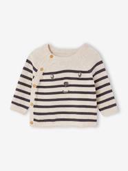 Baby-Jumpers, Cardigans & Sweaters-Striped Jumper in Cotton for Babies