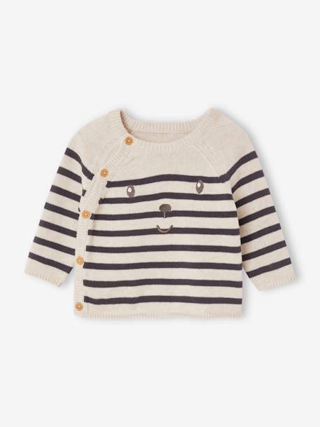 Striped Jumper in Cotton for Babies marl beige 