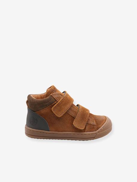 Leather High-Top Trainers with Hook-&-Loop Straps, 3501B138 by Babybotte® for Children cinnamon 