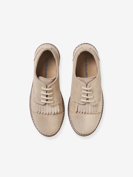 Junior Leather Derbies with Fringes & Laces gold 