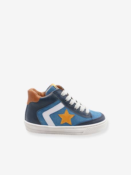 Leather High-Top Trainers with Laces, 3631B686 by Babybotte®, for Children blue 