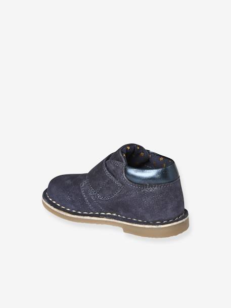 Boots in Iridescent Leather with Hook & Loop Strap, for Babies navy blue 