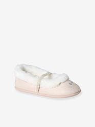 Ballet Pump Slippers with Elastic & Faux Fur for Children