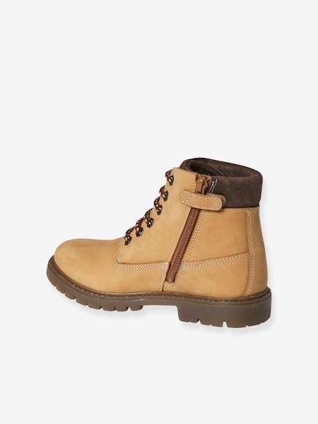 Leather Boots with Lug Soles, Laces & Zips, for Junior camel 