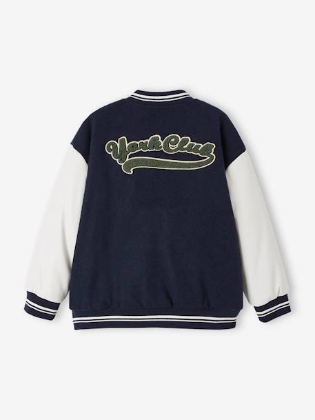 College-type Jacket with Bouclé Knit Letter for Boys navy blue 