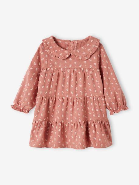 Fluid Dress with Frills for Babies old rose 