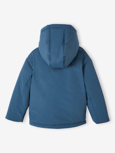 Short Parka with Hood & Sherpa Lining for Girls petrol blue 