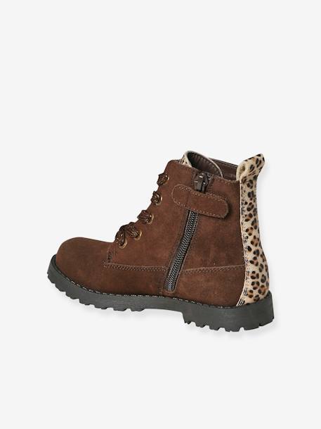 Leather Boots with Laces & Zip for Girls, Designed for Autonomy brown 