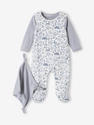 Baby-Outfits-3-Piece Set for Newborns: Jumpsuit + Bodysuit + Comforter in Organic Cotton