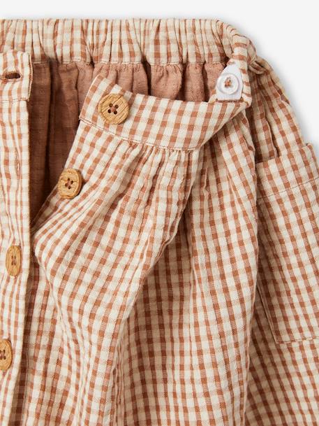 Gingham Skirt with Buttons chequered brown 