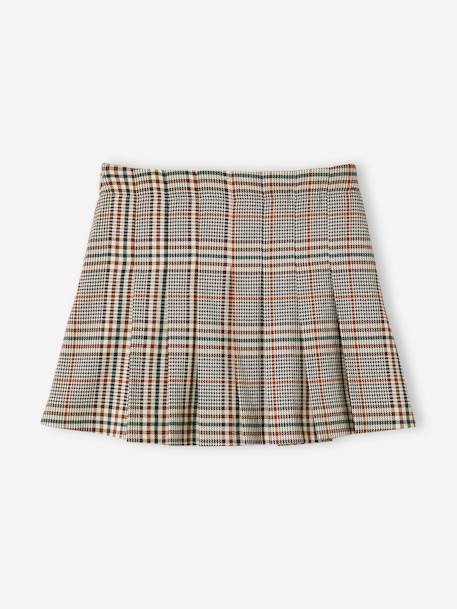 Pleated Skirt for Girls brown+navy blue 