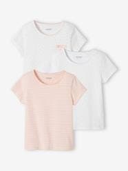 Girls-Pack of 3 Short Sleeve Fancy T-Shirts for Girls, Basics
