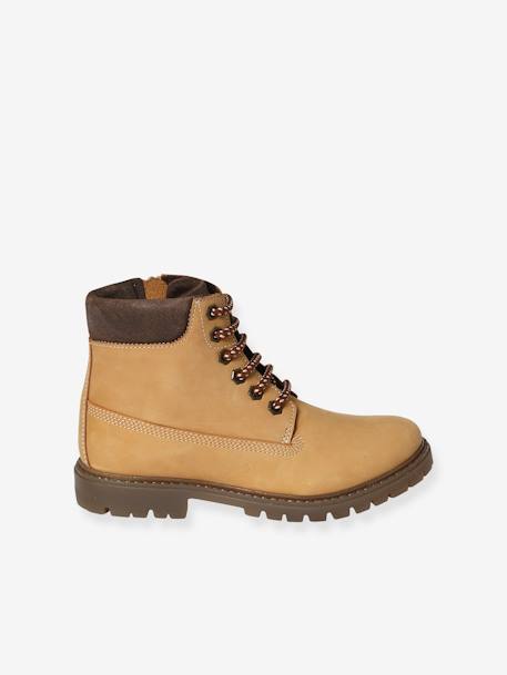 Leather Boots with Lug Soles, Laces & Zips, for Junior camel 