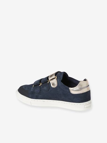 Hook-and-Loop Trainers in Leather for Girls navy blue 