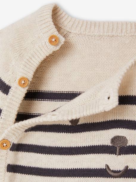 Striped Jumper in Cotton for Babies marl beige 