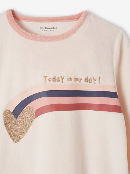 Pack of 2 'Love' Pyjamas in Velour for Girls old rose 