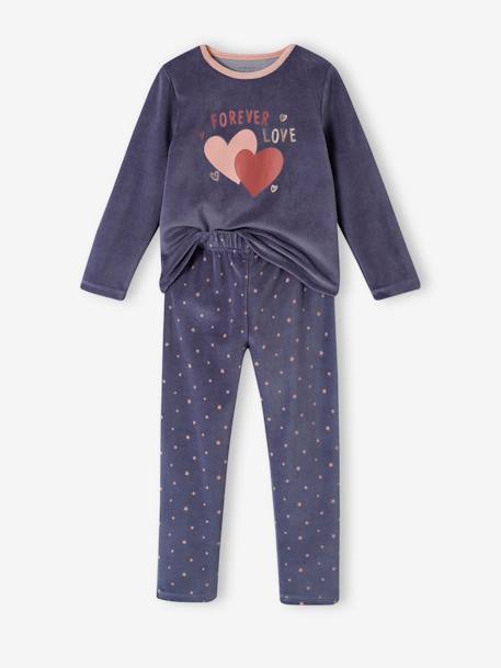 Pack of 2 'Love' Pyjamas in Velour for Girls old rose 