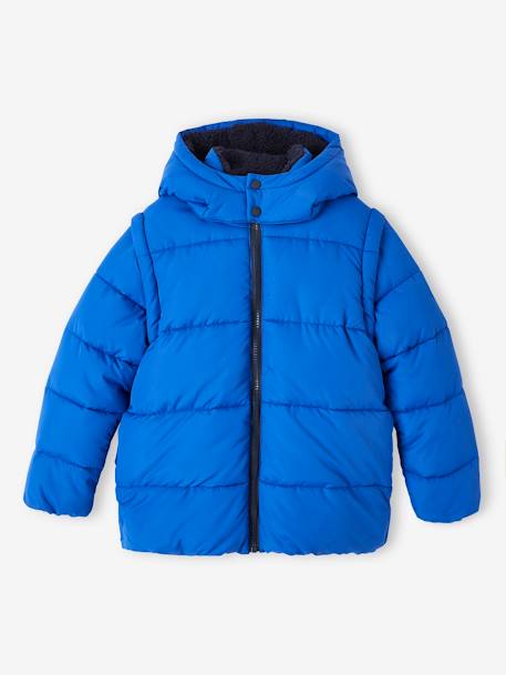 Hooded Jacket with Detachable Sleeves, Polar Fleece Lining, for Boys electric blue 