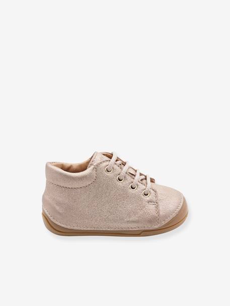 Leather Pram Shoes with Laces, 3115B947 by Babybotte®, for Babies rose 
