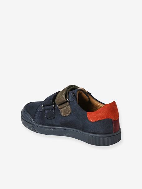 Hook&Loop Leather Trainers for Children, Designed for Autonomy navy blue 