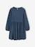 Long Sleeve Dress in Relief Fabric for Girls navy blue 