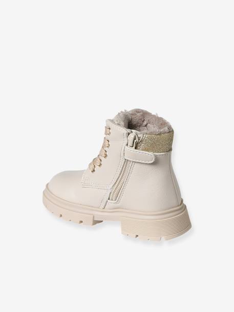 Fur-lined Boots with Zip & Laces, for Babies ecru 