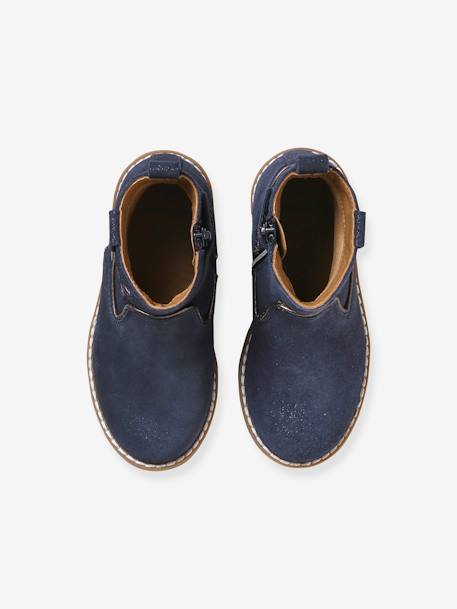 Leather Boots for Girls, Designed for Autonomy gold+navy blue 