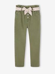 Girls-Paperbag Trousers & Floral Belt for Girls