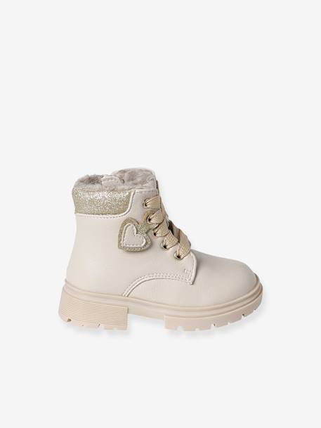 Fur-lined Boots with Zip & Laces, for Babies ecru 
