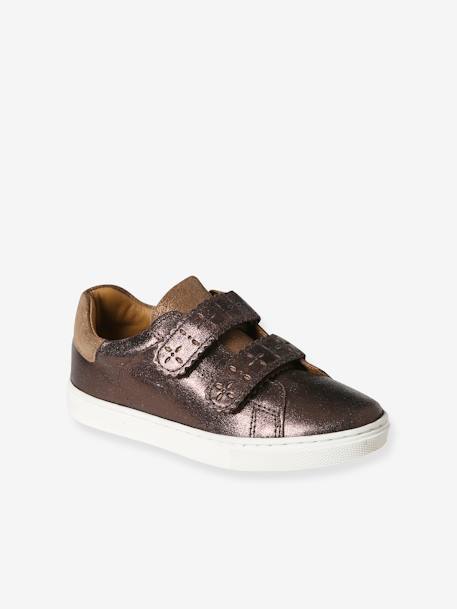 Touch-Fastening Leather Trainers for Girls, Designed for Autonomy bronze+YELLOW LIGHT METALLIZED 