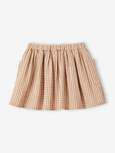 Gingham Skirt with Buttons chequered brown 