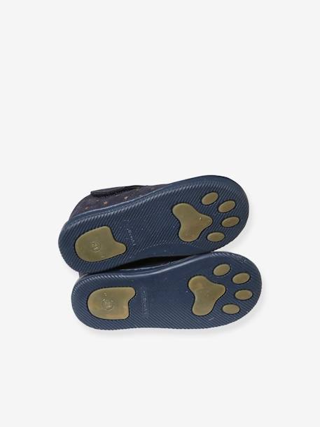 Indoor Shoes in Smooth Leather with Hook-&-Loop Strap, for Babies printed blue 