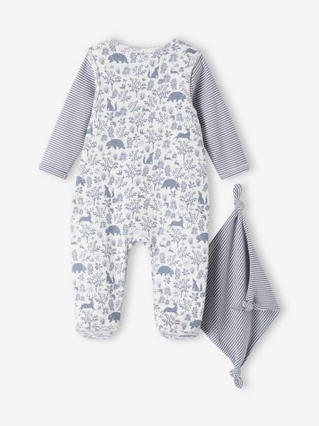 3-Piece Set for Newborns: Jumpsuit + Bodysuit + Comforter in Organic Cotton denim blue+rosy 