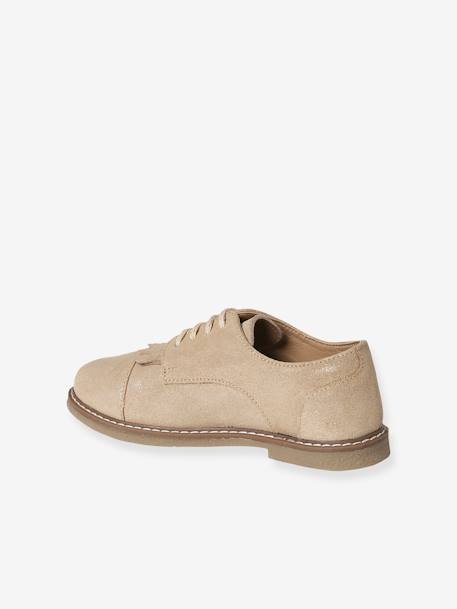 Junior Leather Derbies with Fringes & Laces gold 