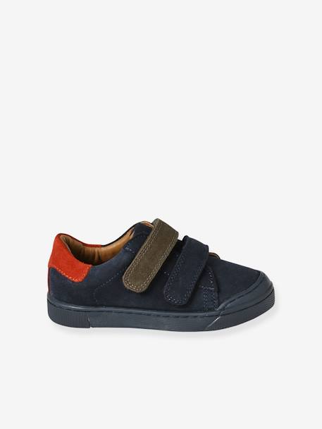 Hook&Loop Leather Trainers for Children, Designed for Autonomy navy blue 