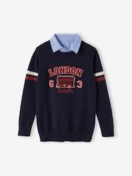 Boys-London Jumper with Chambray Shirt Collar for Boys