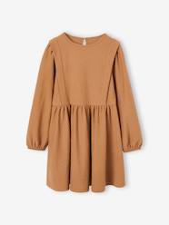 -Long Sleeve Dress in Relief Fabric for Girls