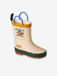 Shoes-Boys Footwear-Boots-Furry Wellies in Printed Natural Rubber for Babies
