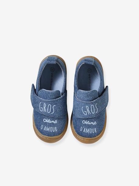 Denim Indoor Shoes with Hook-and-Loop Strap, for Babies denim blue 
