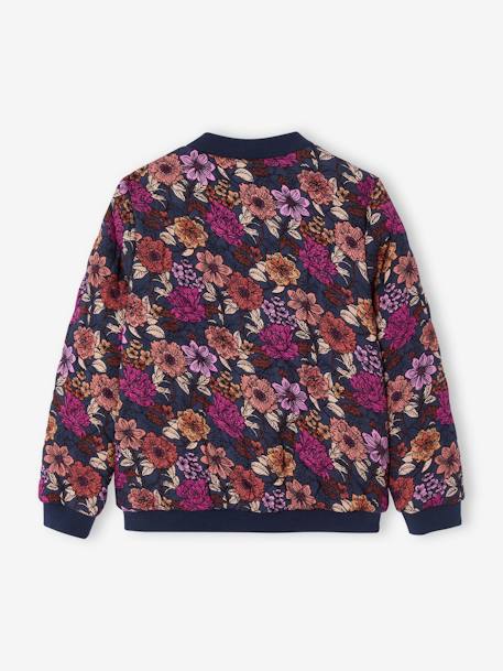 Bomber-Style Padded Jacket with Floral Print for Girls night blue 