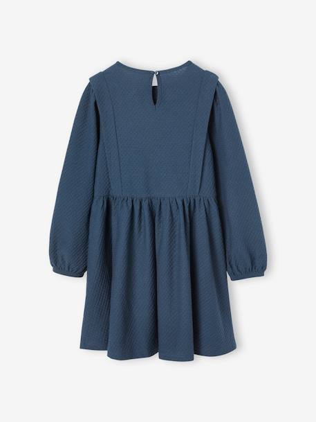 Long Sleeve Dress in Relief Fabric for Girls hazel+navy blue 