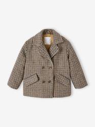 Girls-Coats & Jackets-Coats & Parkas-Coat in Woollen Checks & Sherpa Lining for Girls