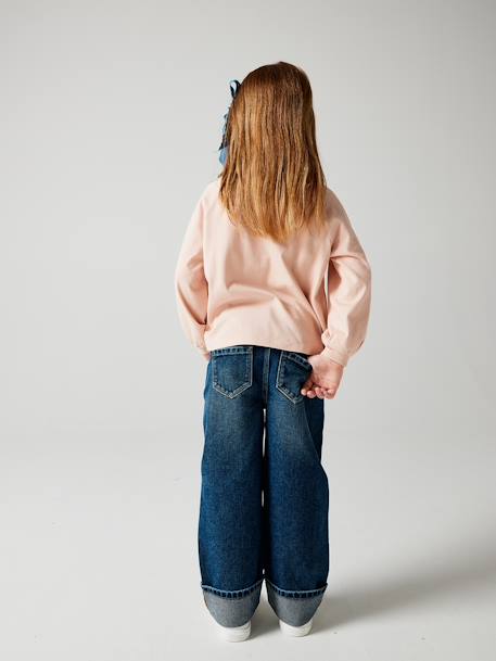 Wide-Leg Jeans with Turn-Up, for Girls stone 