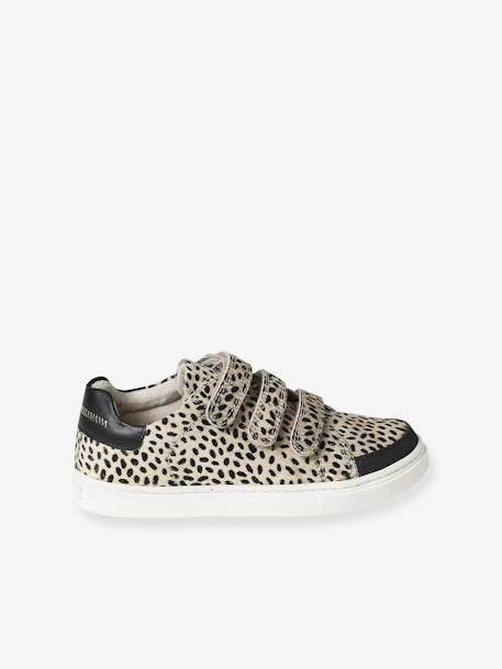 Hook-and-Loop Trainers in Fancy Leather for Girls printed beige 