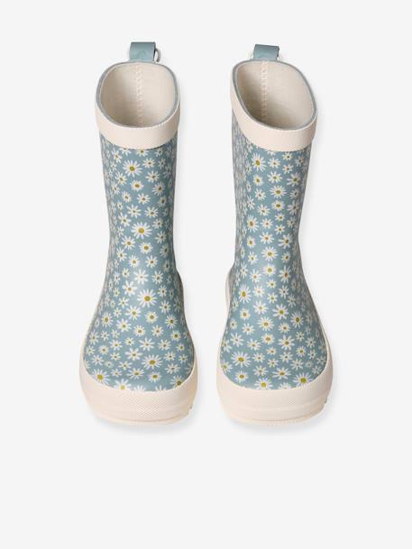 Printed Natural Rubber Wellies for Children, Designed for Autonomy printed blue 