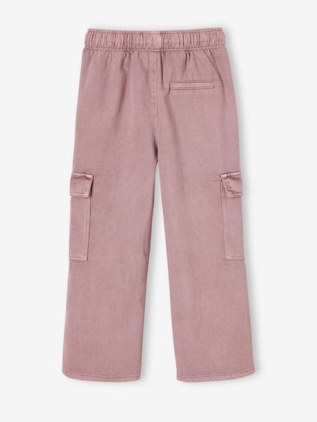Easy-to-Slip-On Cargo Trousers for Girls mauve 